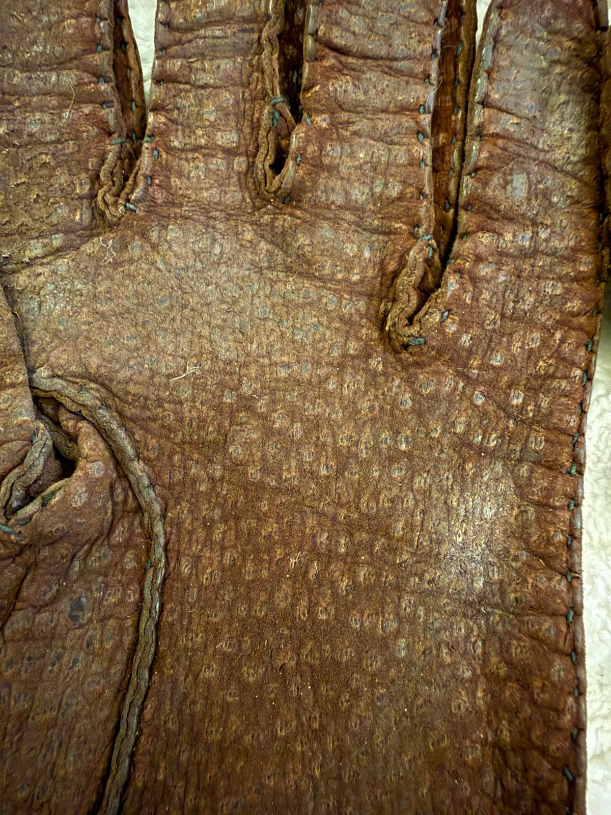 Brown Textured Suede Leather Gloves Size 7 1/4