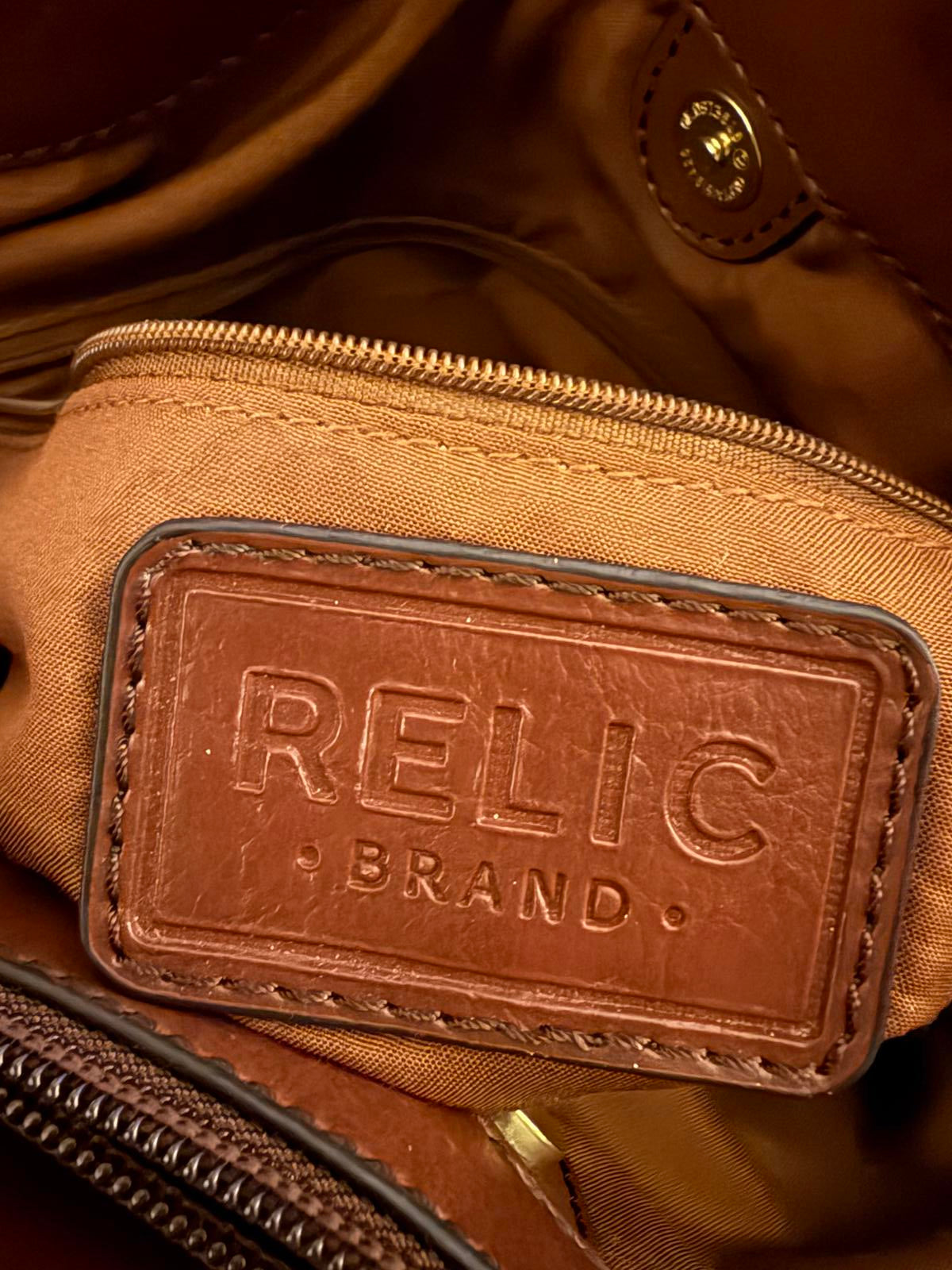 Relic Brown Floral Patterned Shoulder Bag with Leather Handles