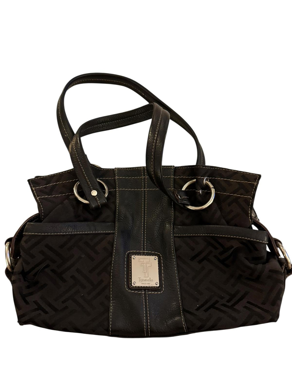 Tignanello Black Patterned Shoulder Bag