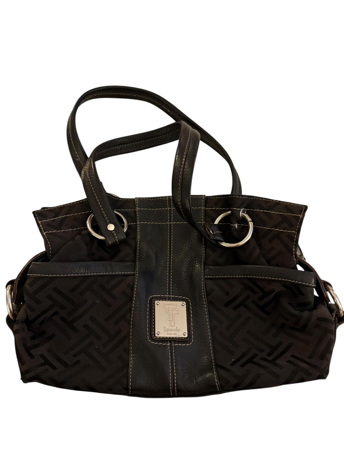 Tignanello Black Patterned Shoulder Bag