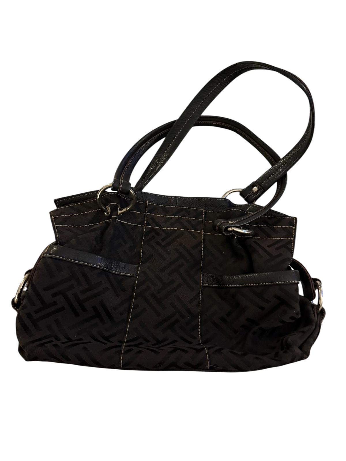Tignanello Black Patterned Shoulder Bag