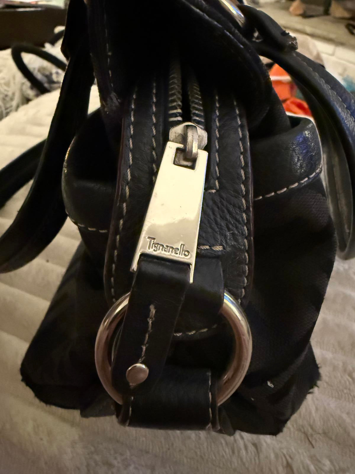 Tignanello Black Patterned Shoulder Bag