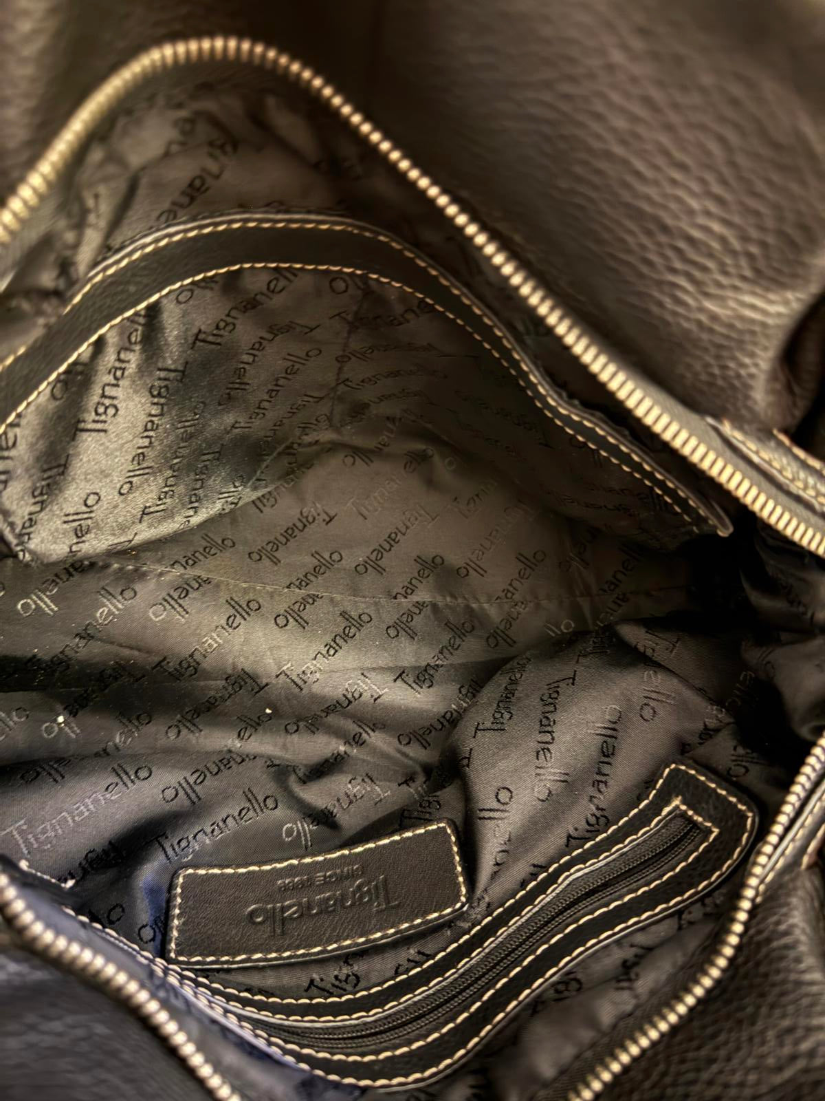 Tignanello Black Patterned Shoulder Bag