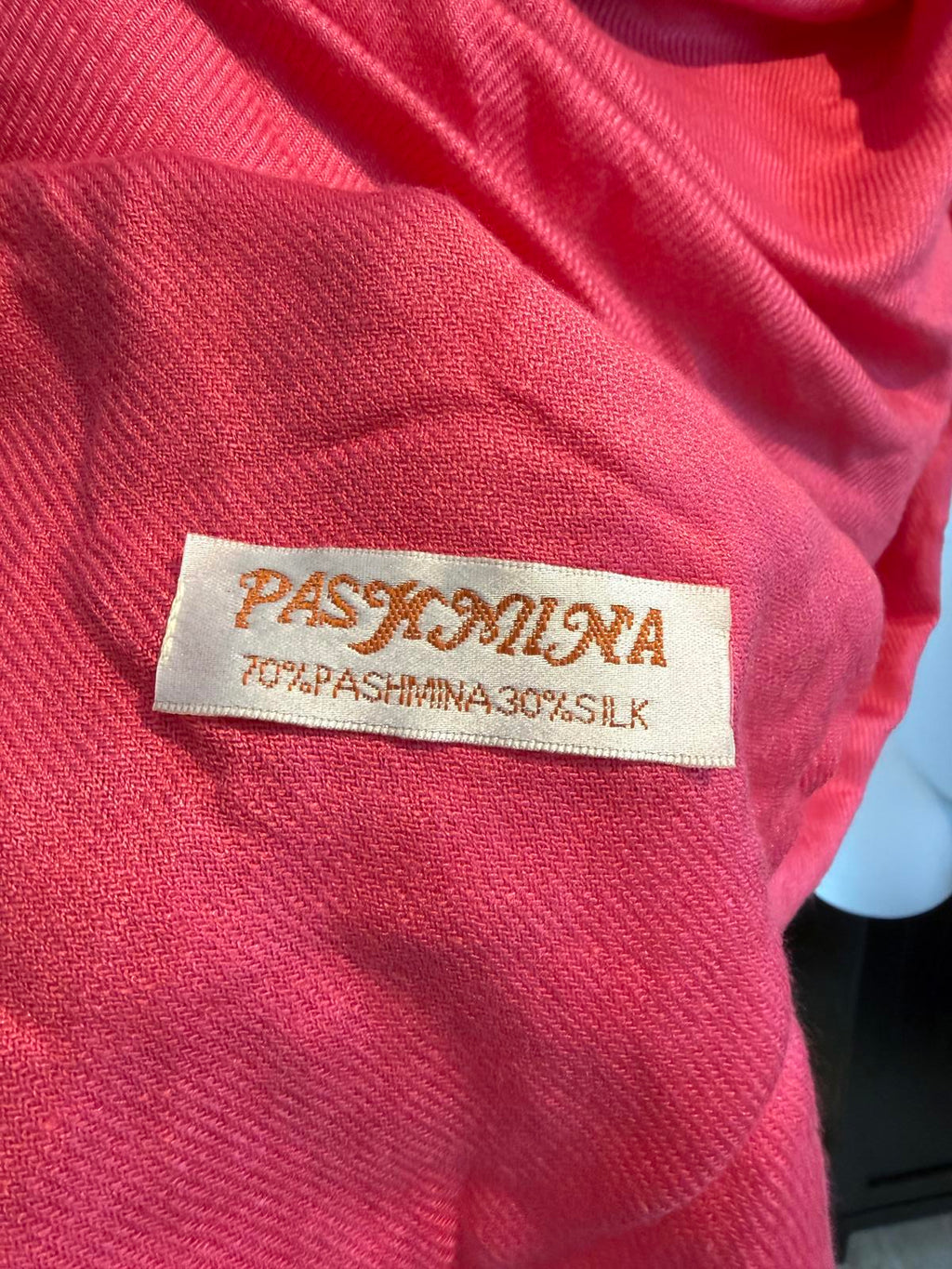 Red Pashmina Silk Blend Shawl Scarf with Fringe