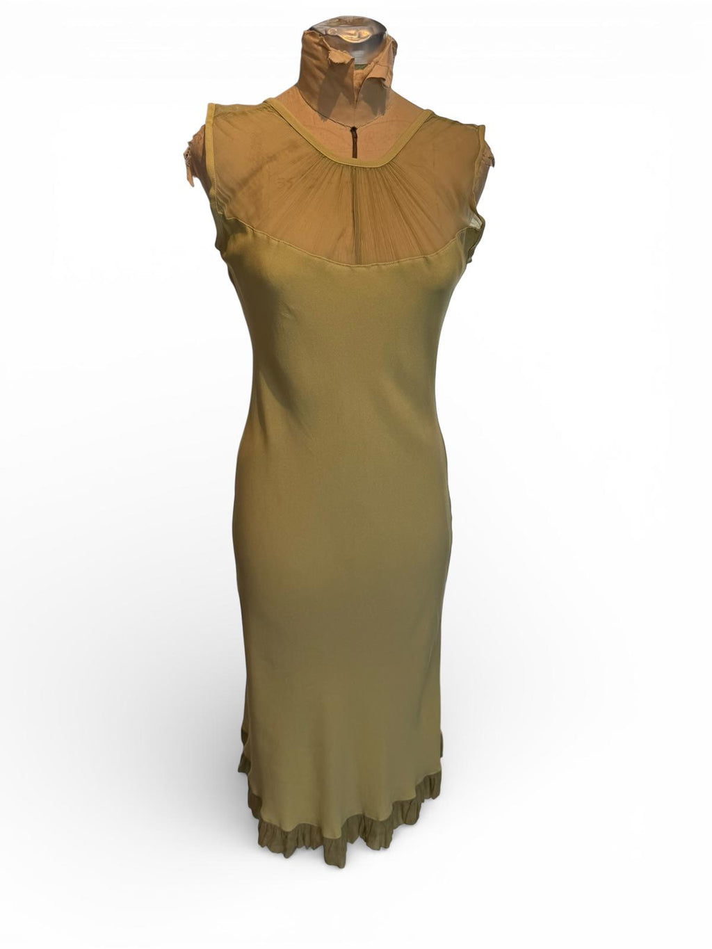 Marina Avraam Sleeveless Olive Green Midi Dress