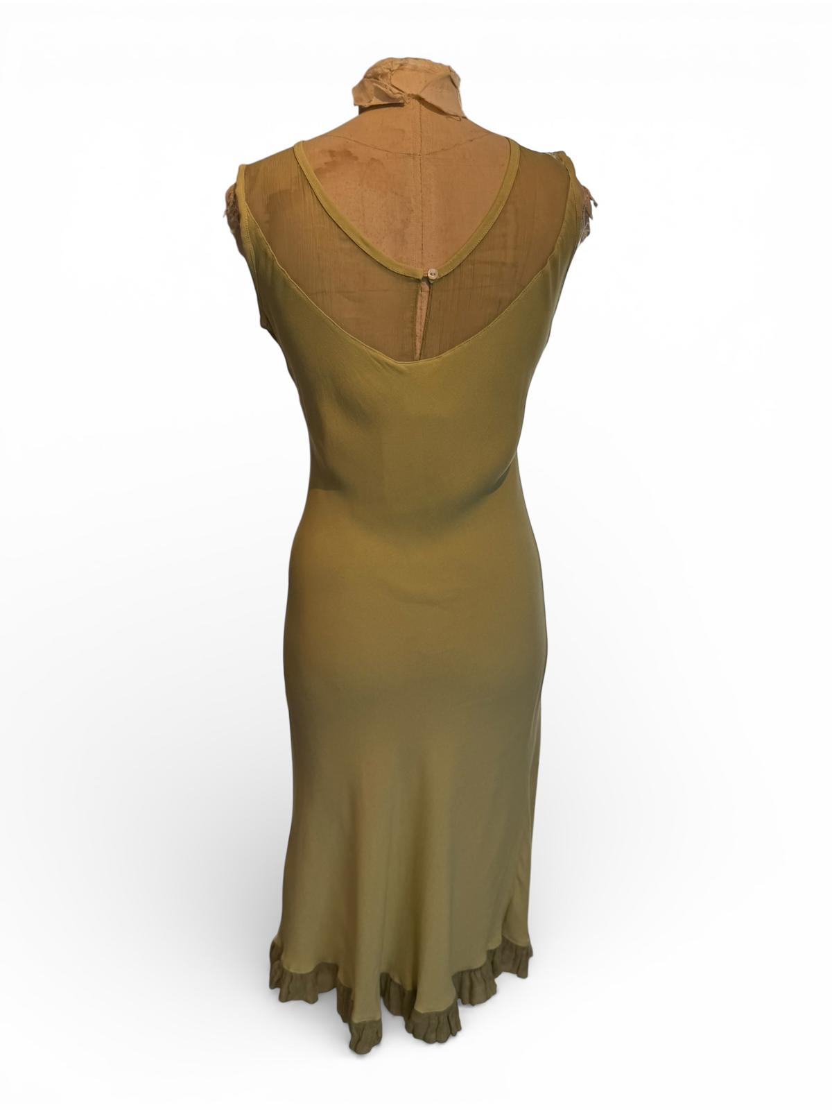 Marina Avraam Sleeveless Olive Green Midi Dress