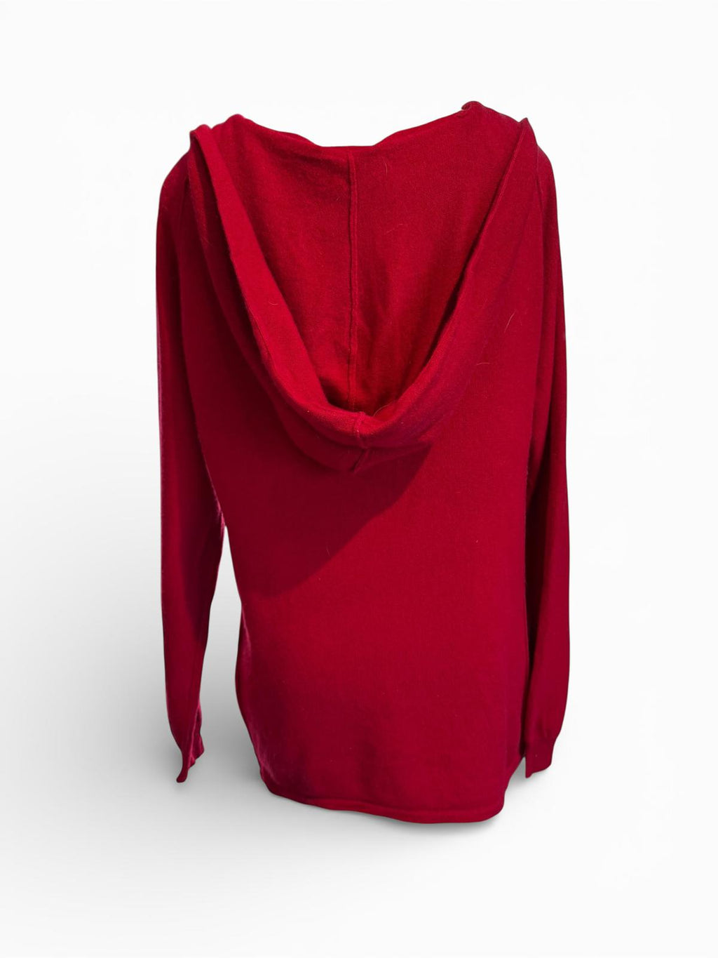 Red Hooded Pullover Sweater with Front Pocket