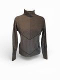 Cynthia Rowley Black and Beige Striped Turtleneck Sweater