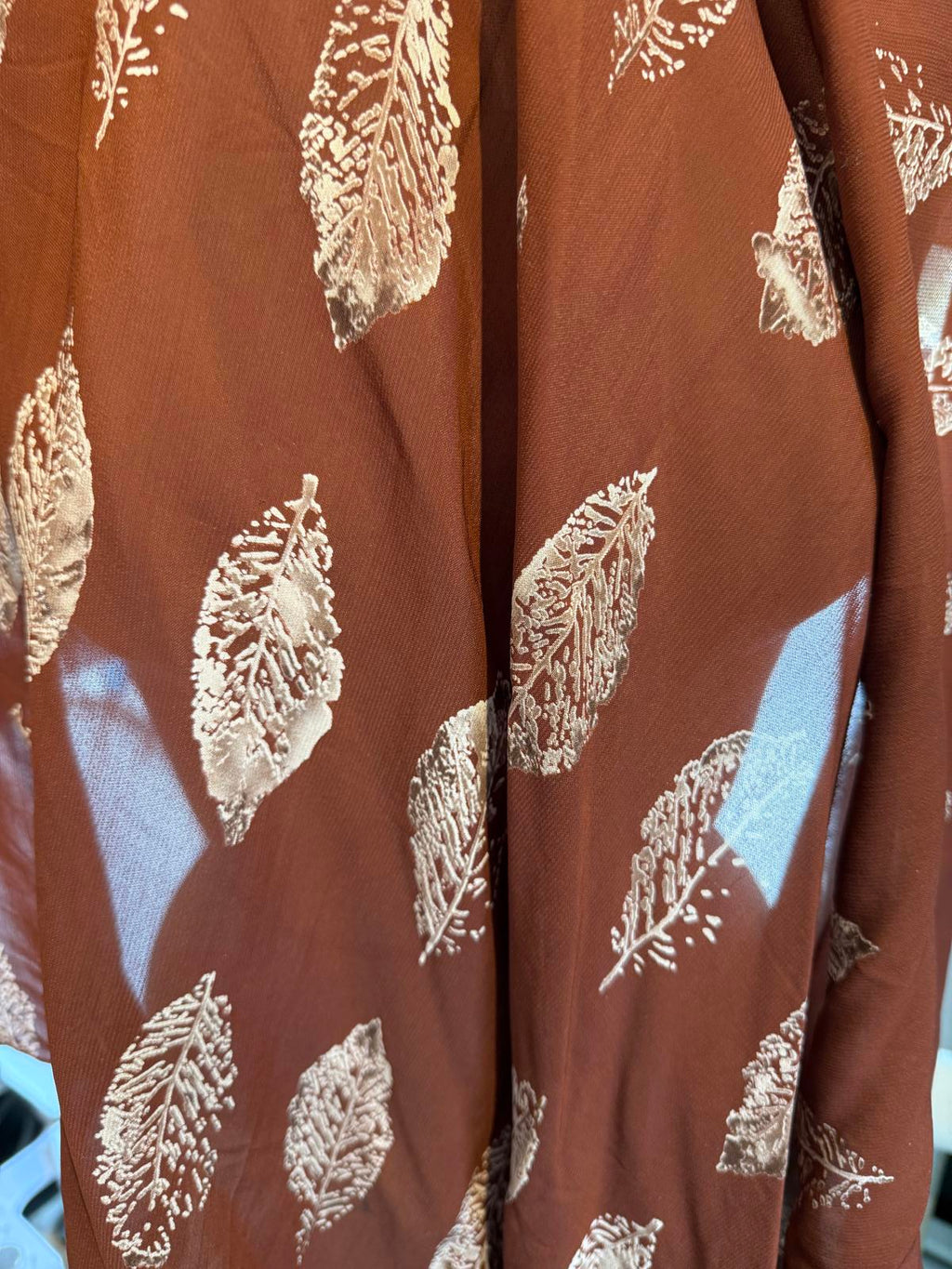 Brown Leaf Pattern Scarf