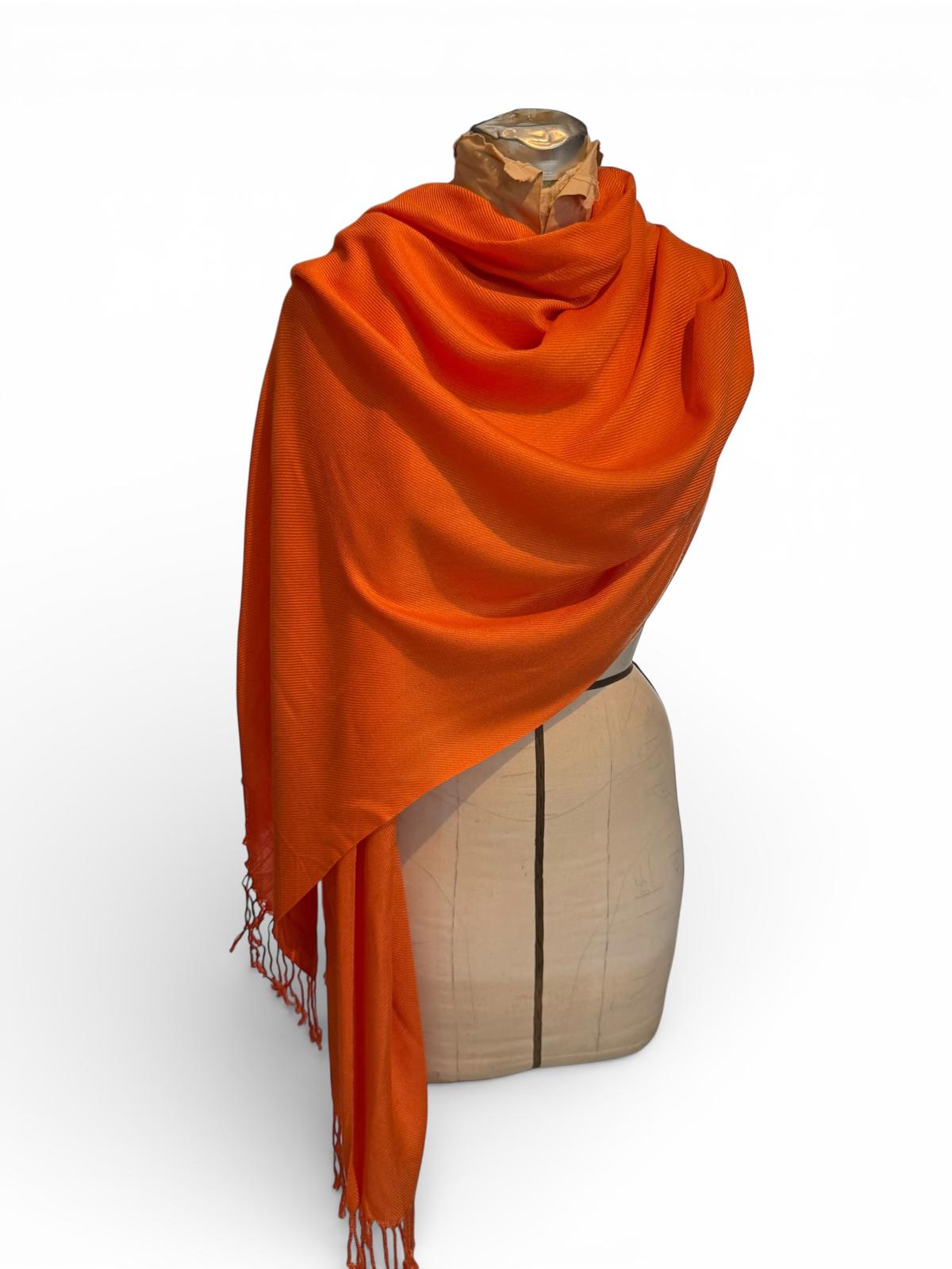 100% Pashmina Orange Shawl Wrap Scarf