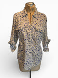Decree Floral Print Button-Up Shirt with Roll-Tab Sleeves
