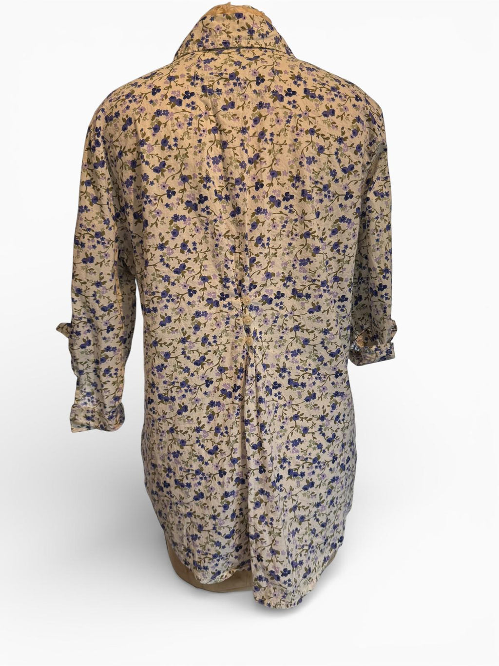 Decree Floral Print Button-Up Shirt with Roll-Tab Sleeves