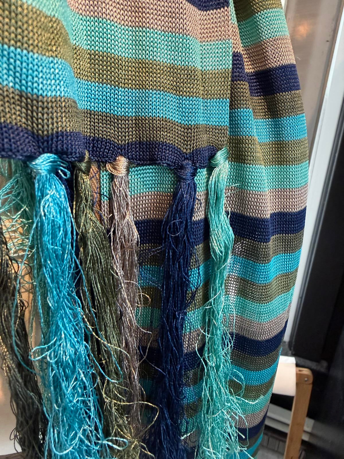 Striped Knit Scarf with Fringe