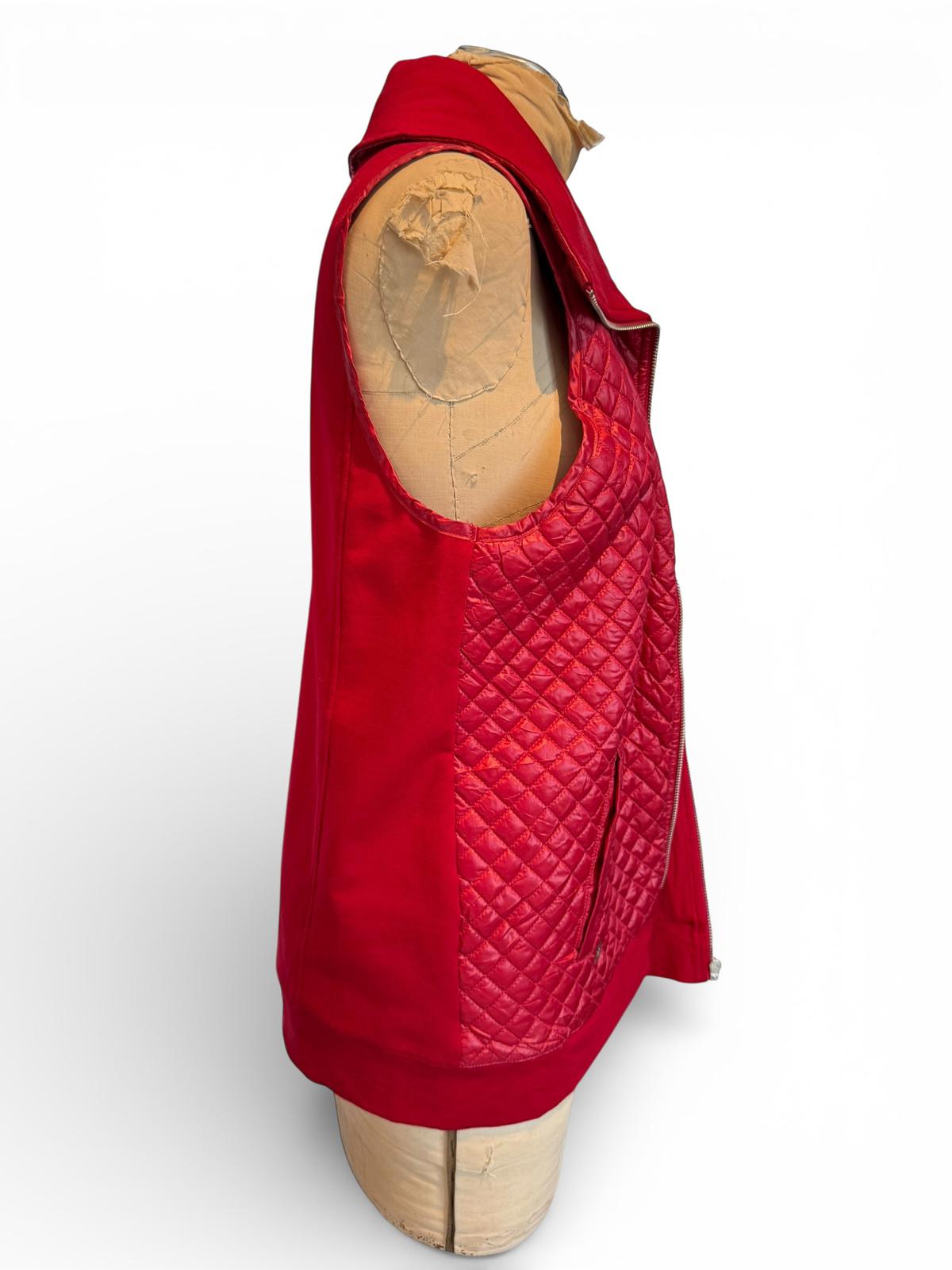 Ralph Lauren Red Quilted Sleeveless Vest with High Collar