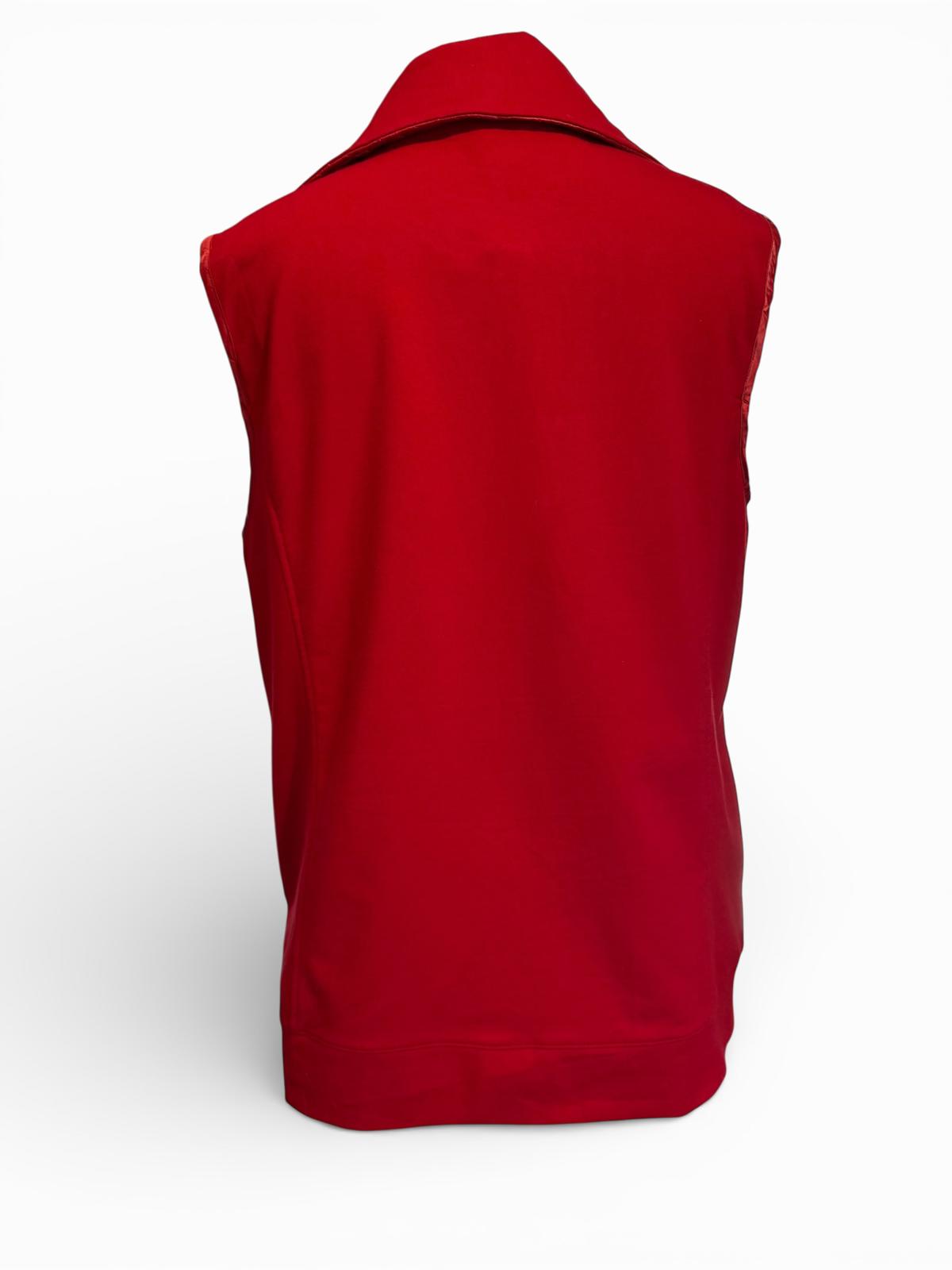 Ralph Lauren Red Quilted Sleeveless Vest with High Collar