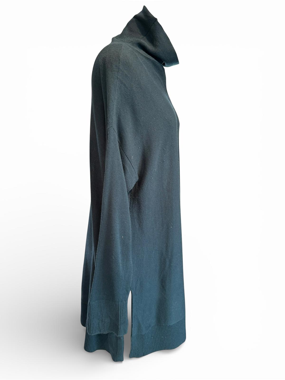 Teal Long Sleeve Turtleneck Long Sweater