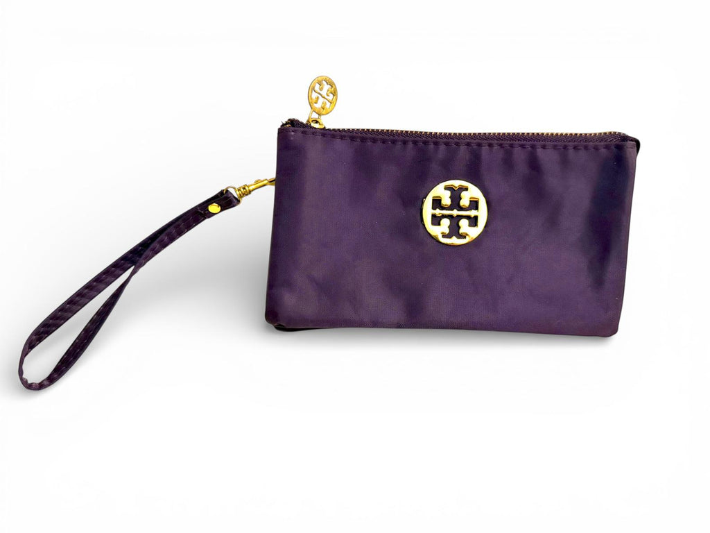 Tory Burch Purple Wristlet with Gold Logo Accent