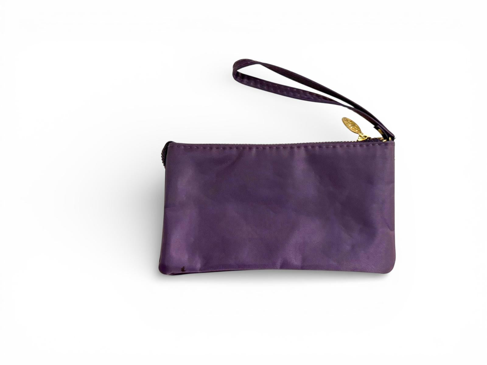 Tory Burch Purple Wristlet with Gold Logo Accent