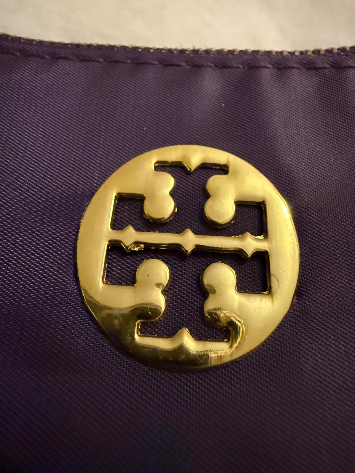 Tory Burch Purple Wristlet with Gold Logo Accent