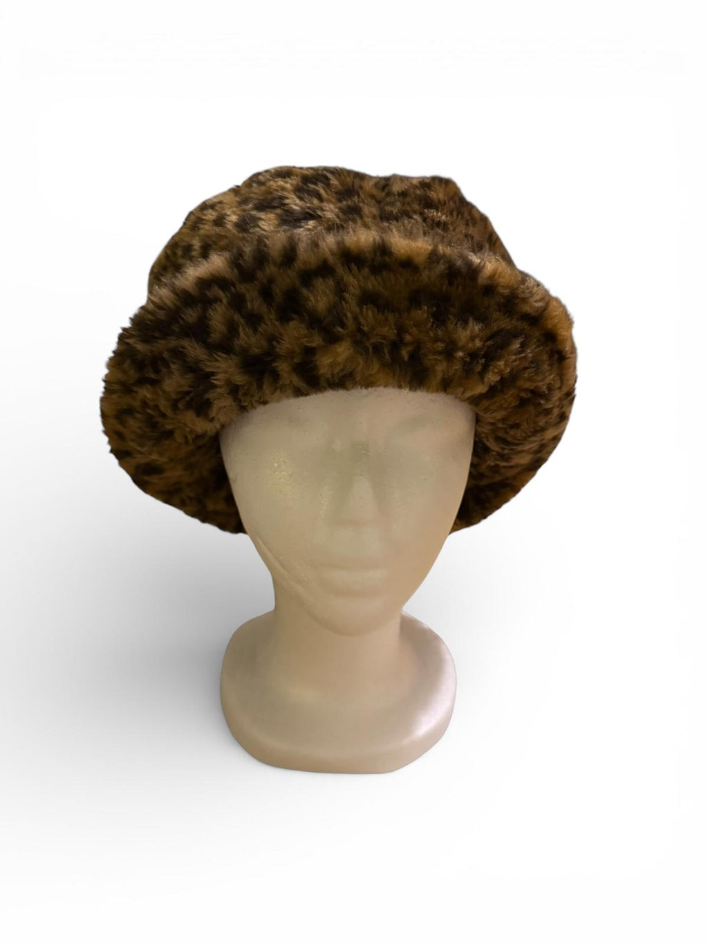 Faux Fur Leopard Print Bucket Hat