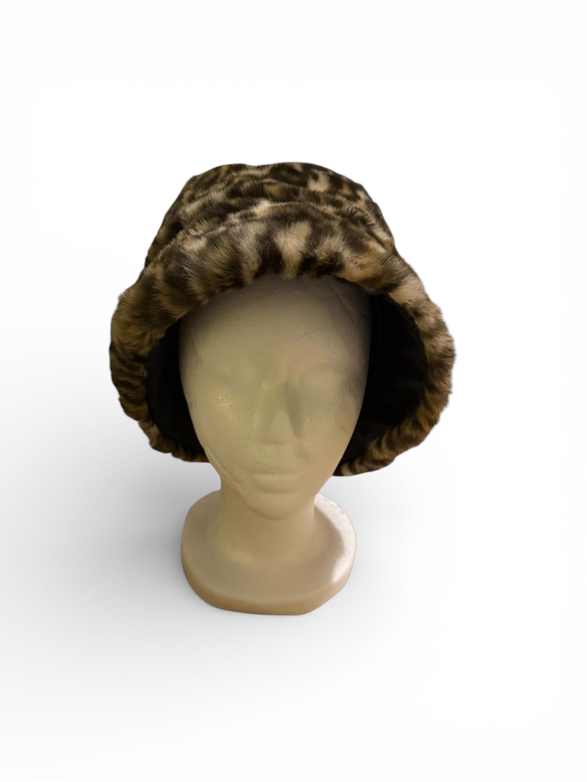 Faux Fur Leopard Print Bucket Hat