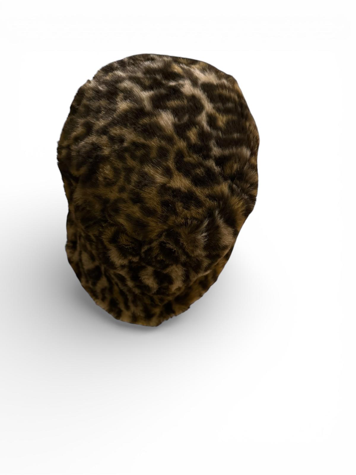Faux Fur Leopard Print Bucket Hat