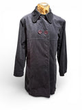 Black Corduroy Long Coat with Button Closure
