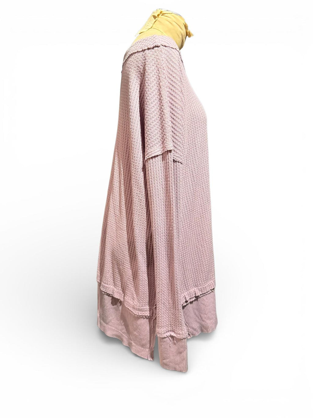Free People Light Pink Waffle Knit Long Sleeve Tunic Top