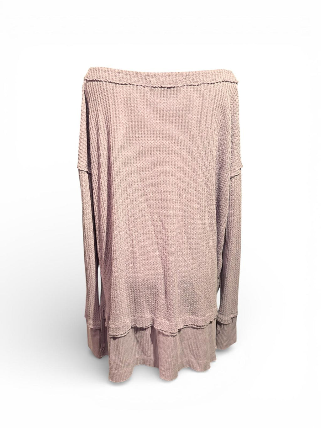 Free People Light Pink Waffle Knit Long Sleeve Tunic Top