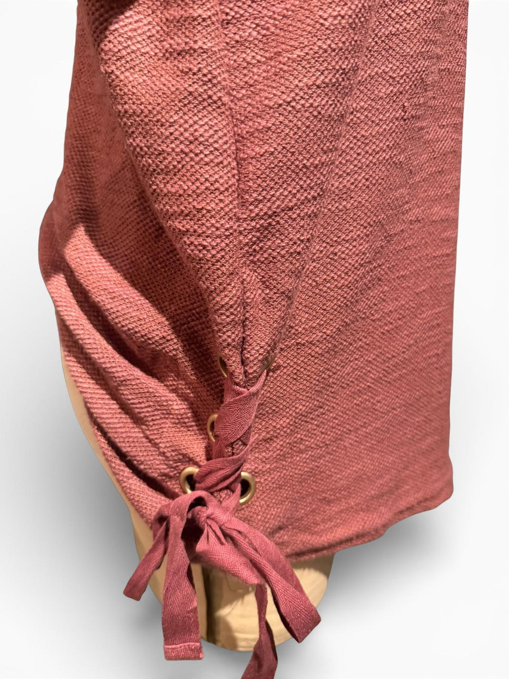 Jones New York Long Sleeve Textured Rust Pink Top with Side Tie Detail