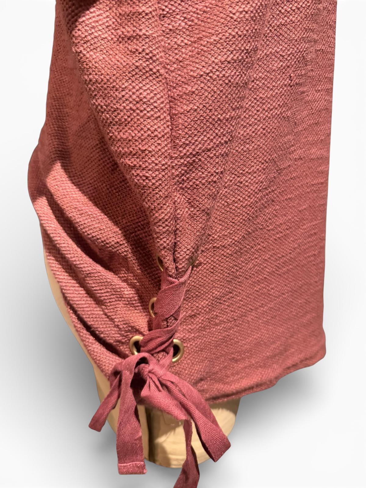 Jones New York Long Sleeve Textured Rust Pink Top with Side Tie Detail