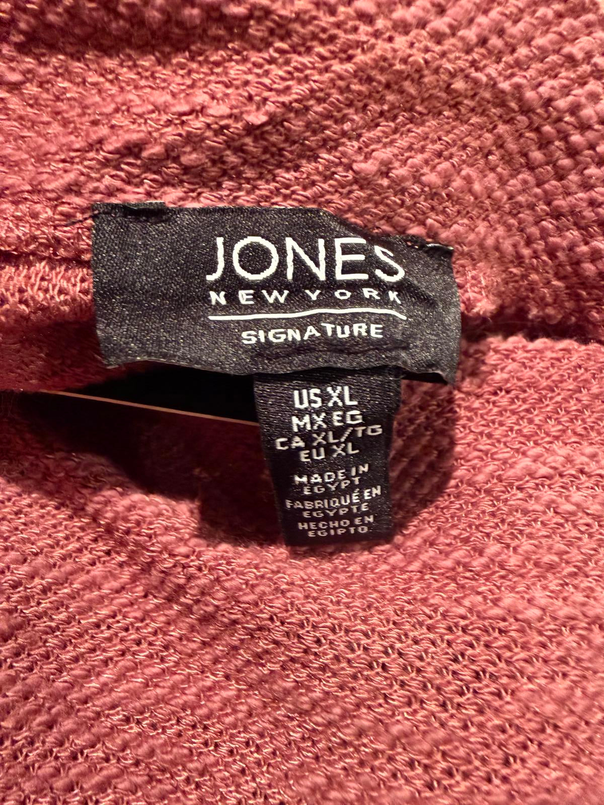Jones New York Long Sleeve Textured Rust Pink Top with Side Tie Detail