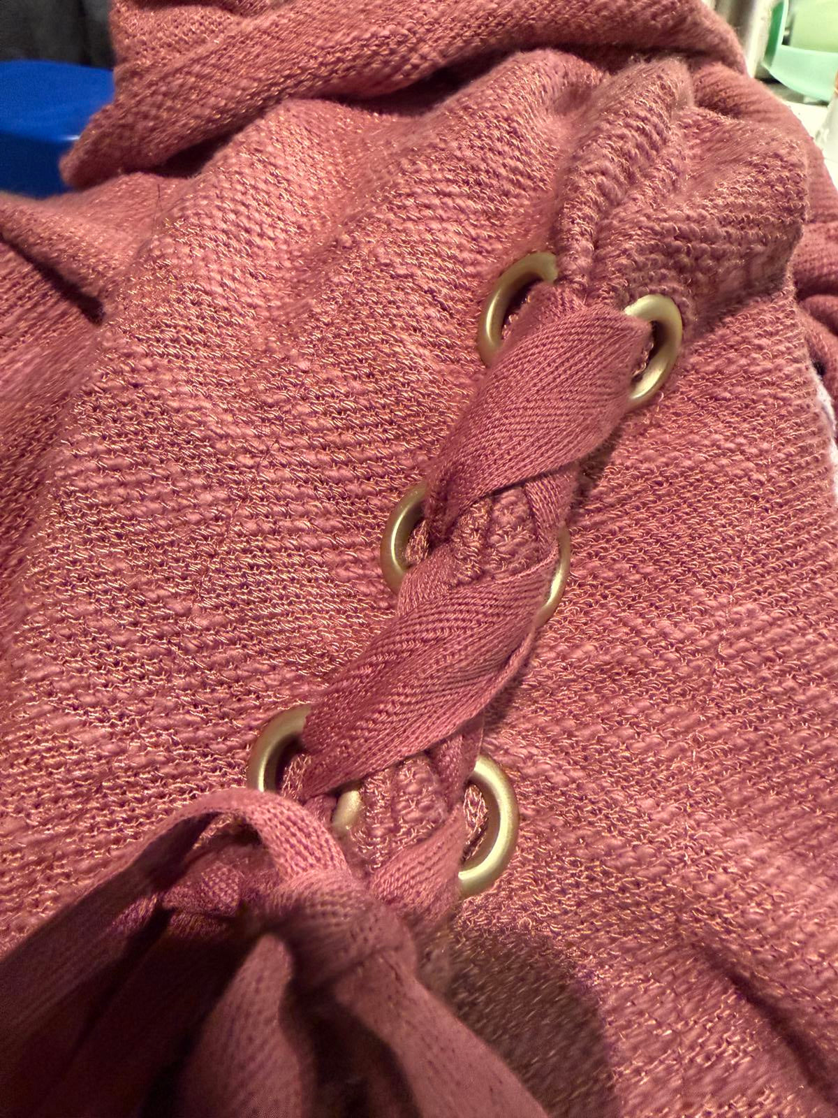 Jones New York Long Sleeve Textured Rust Pink Top with Side Tie Detail