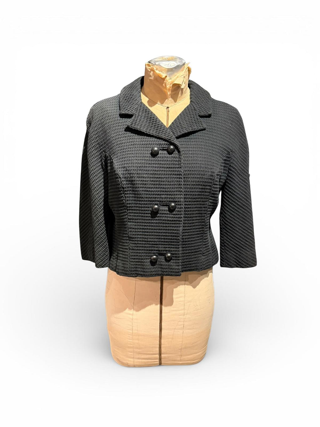 Barberini Vintage Black Textured Cropped Jacket