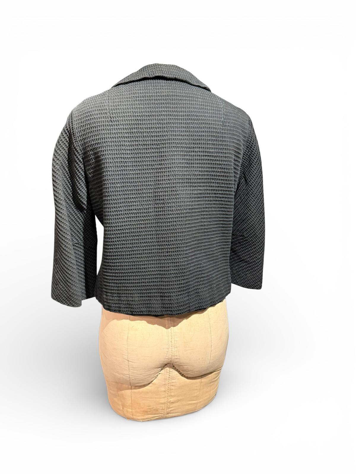 Barberini Vintage Black Textured Cropped Jacket