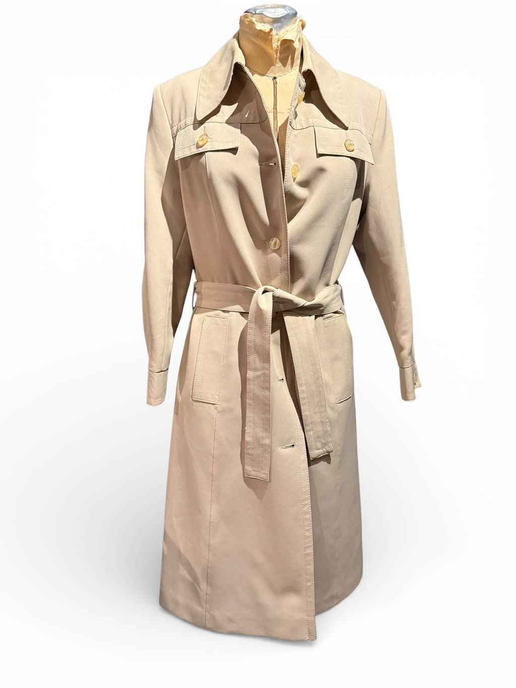 F.A.I. Vintage Beige Trench Coat with Belt