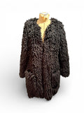 LOGO Lori Goldstein Cozy Black Faux Fur Shaggy Coat
