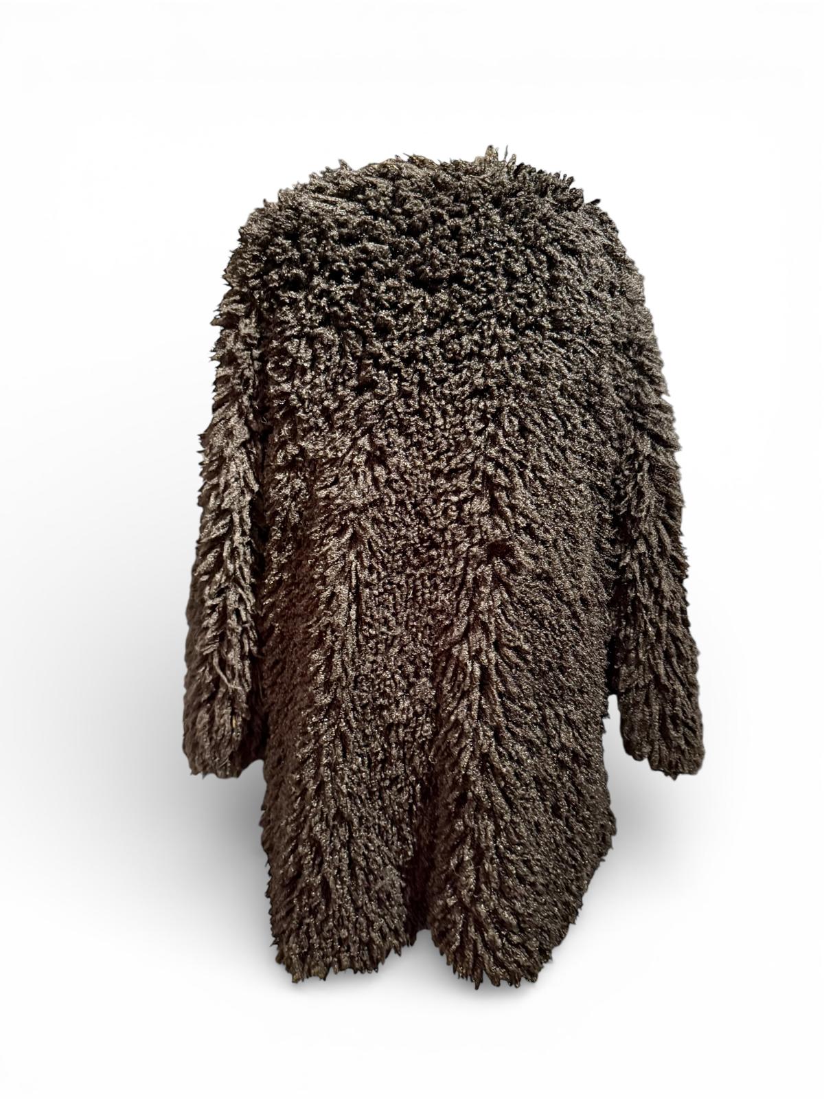 LOGO Lori Goldstein Cozy Black Faux Fur Shaggy Coat