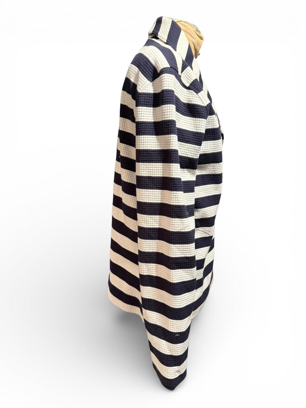 Talbots Striped Black and White Textured Jacket with Shawl Collar