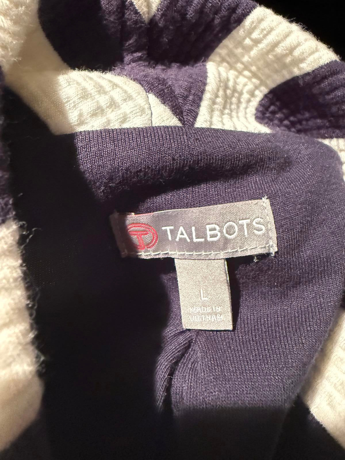 Talbots Striped Black and White Textured Jacket with Shawl Collar