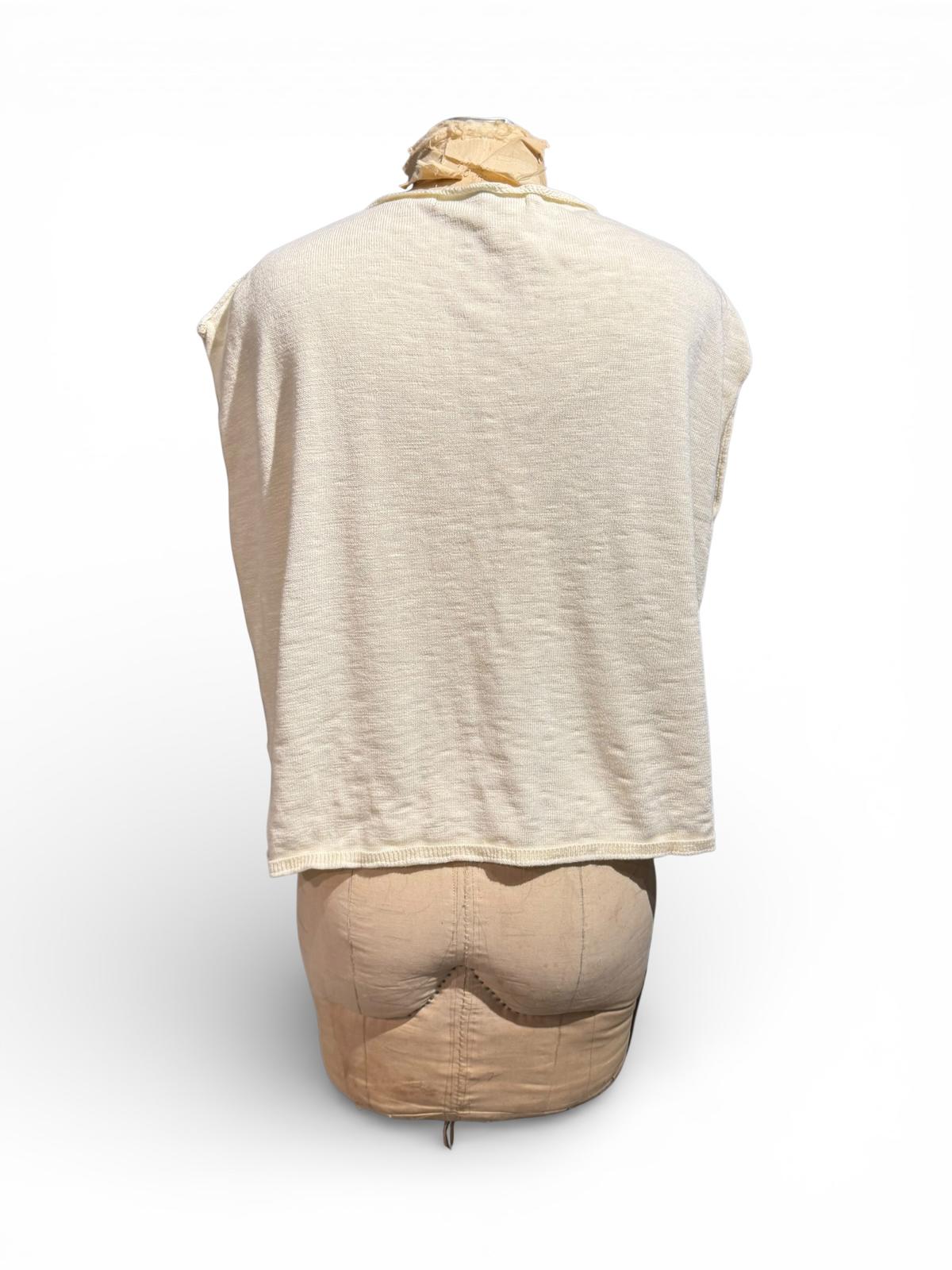 FP Beach Free People Cream Sleeveless V-Neck Top