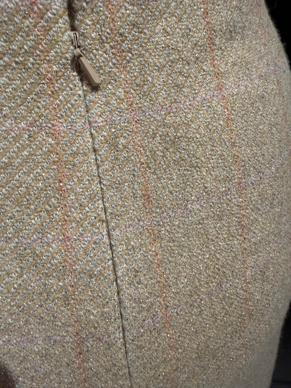 Etcetera Beige Tweed A-Line Skirt