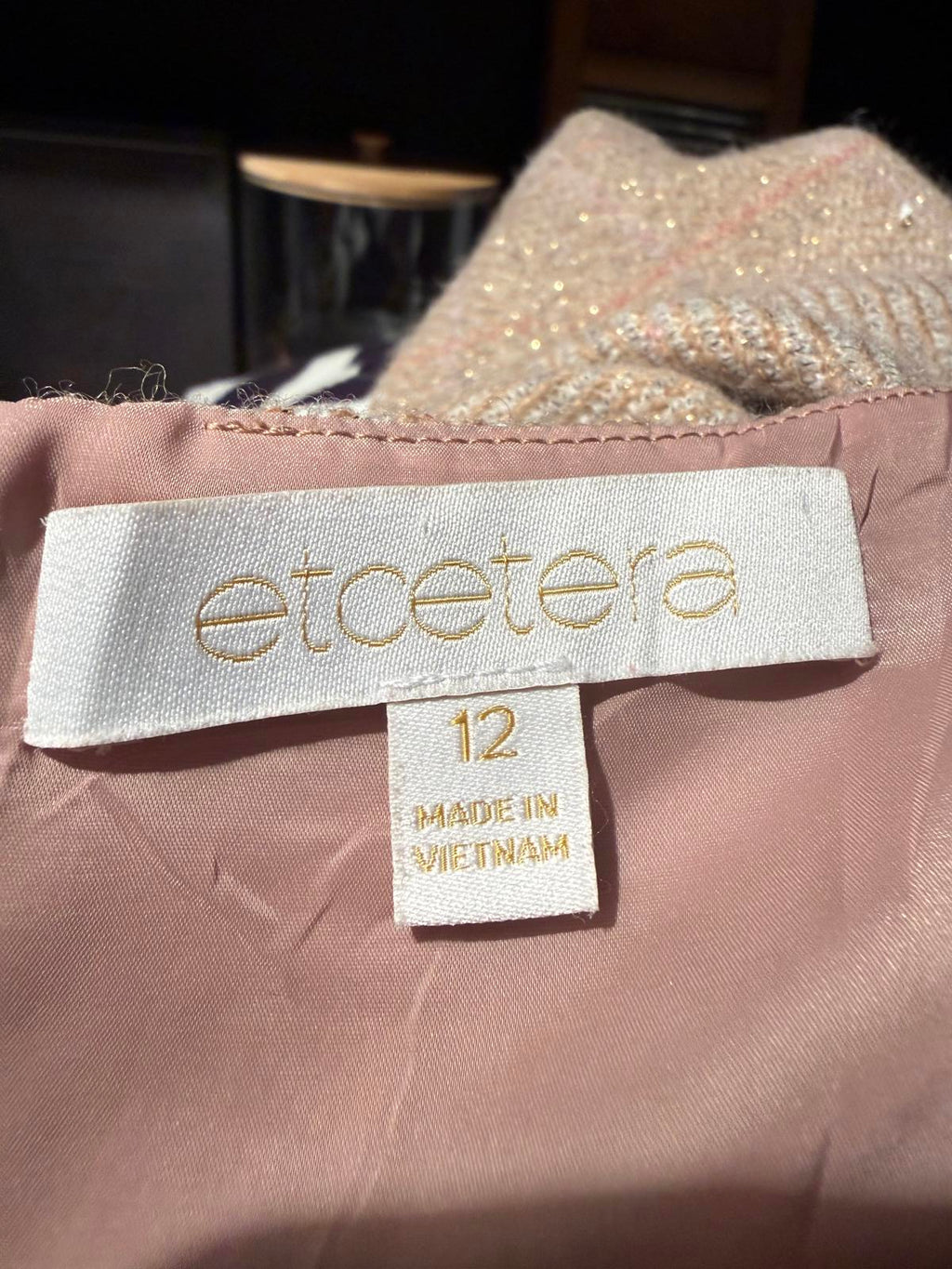 Etcetera Beige Tweed A-Line Skirt