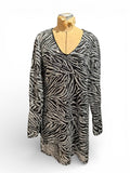 Walter Baker Black and Silver Zebra Print Sequined V-Neck Dress