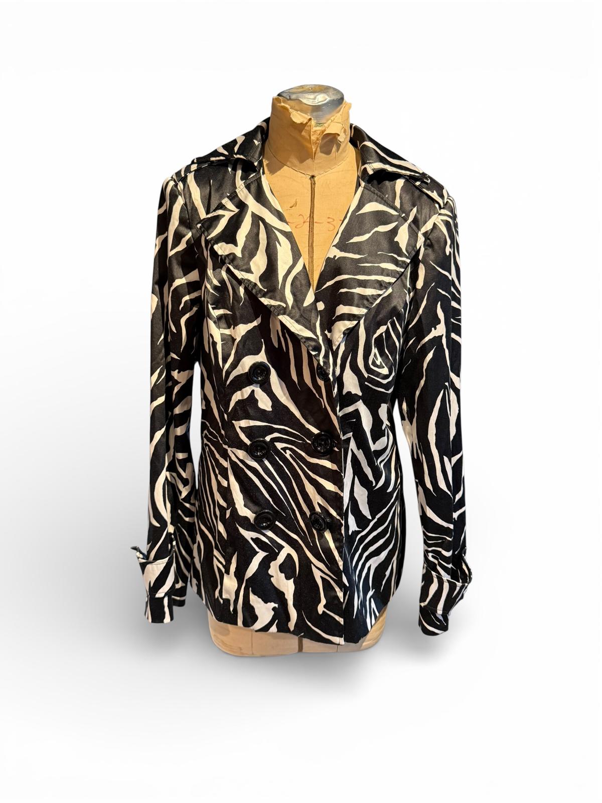 Marina Luna Black and White Zebra Print Blazer Jacket
