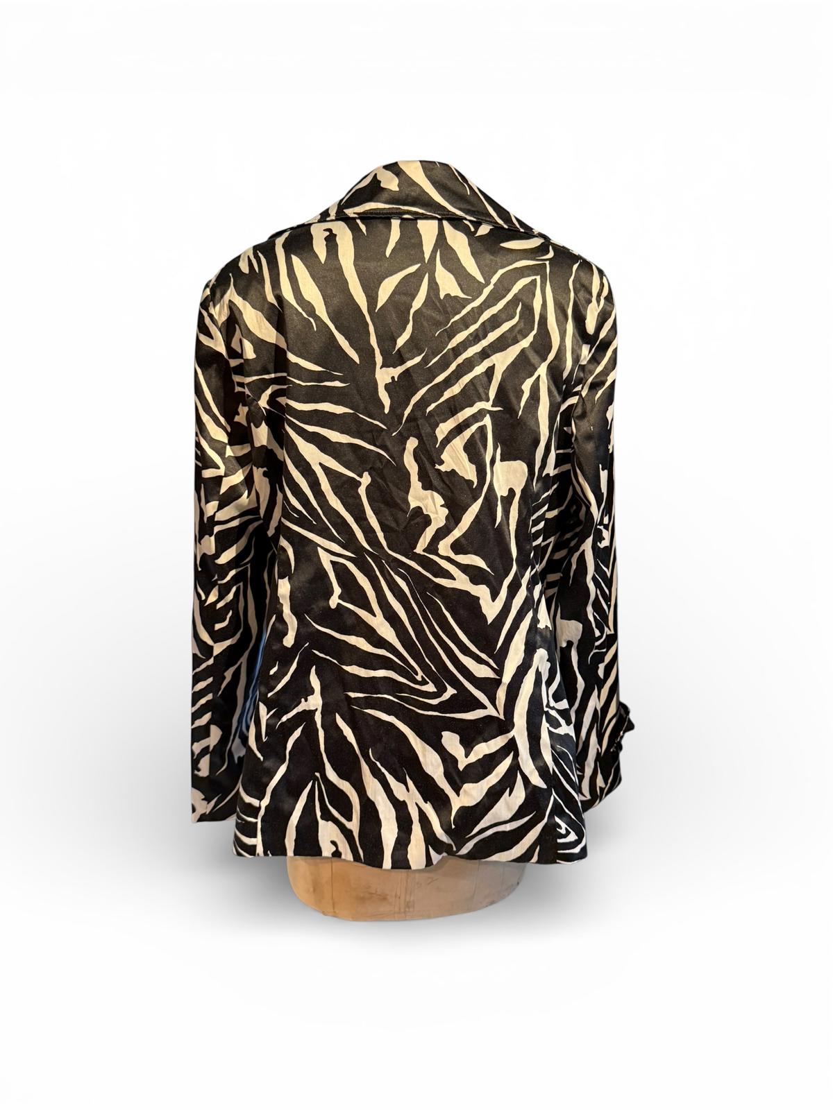 Marina Luna Black and White Zebra Print Blazer Jacket