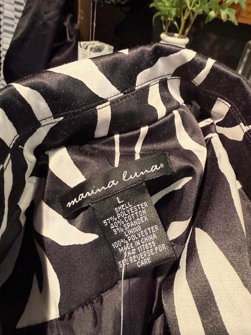 Marina Luna Black and White Zebra Print Blazer Jacket