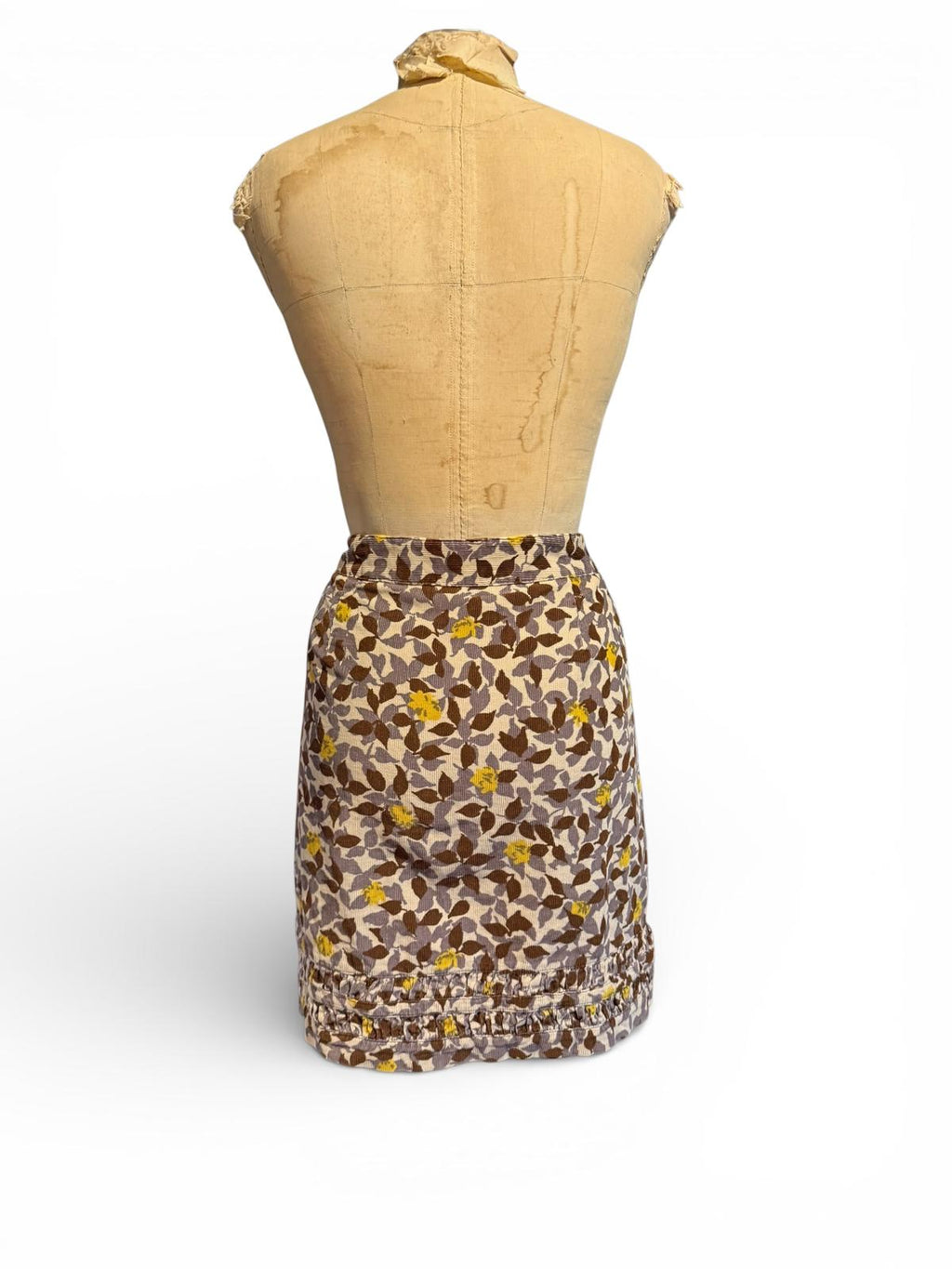 Boden Brown and Yellow Floral Patterned Skirt