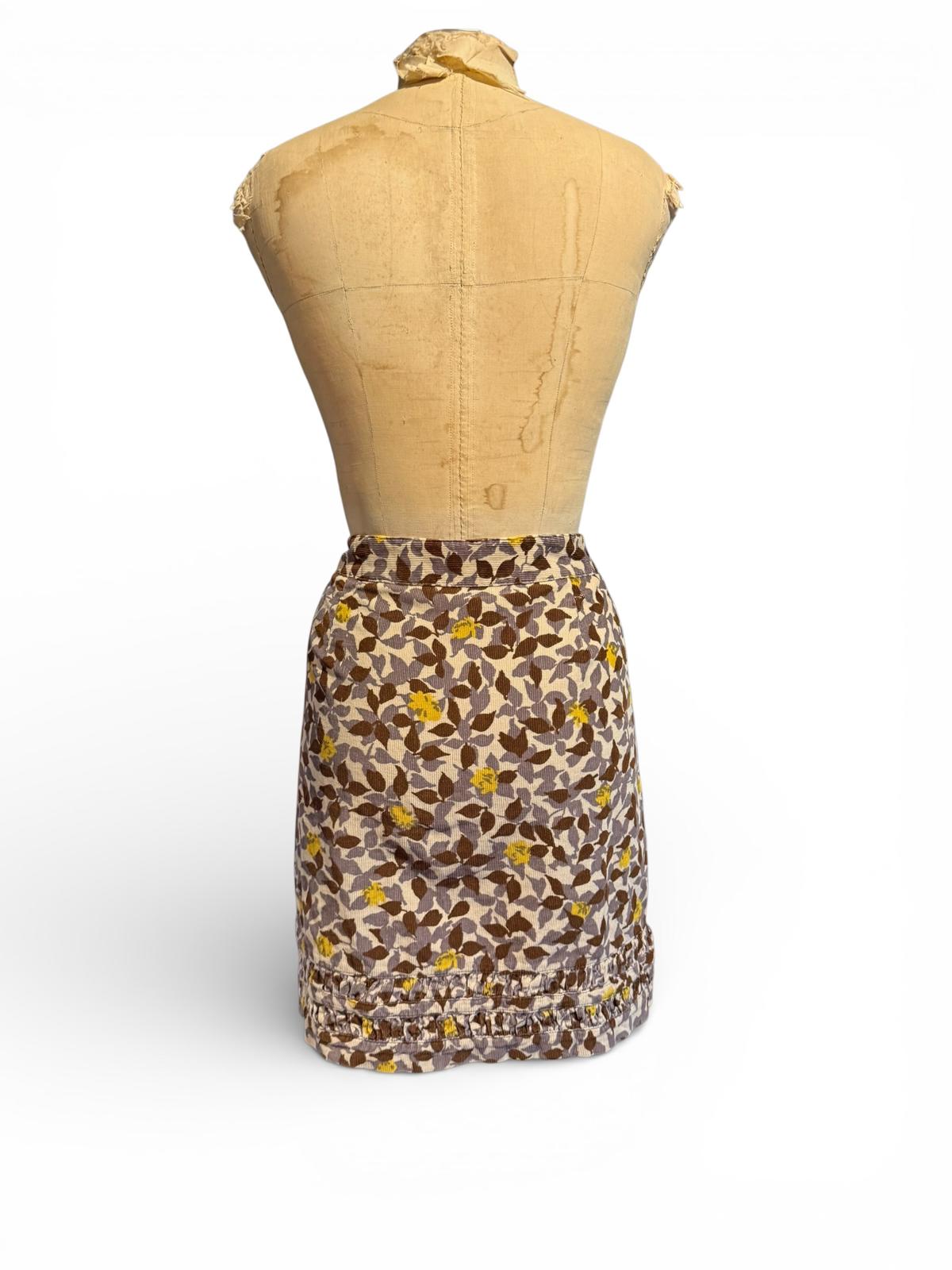 Boden Brown and Yellow Floral Patterned Skirt