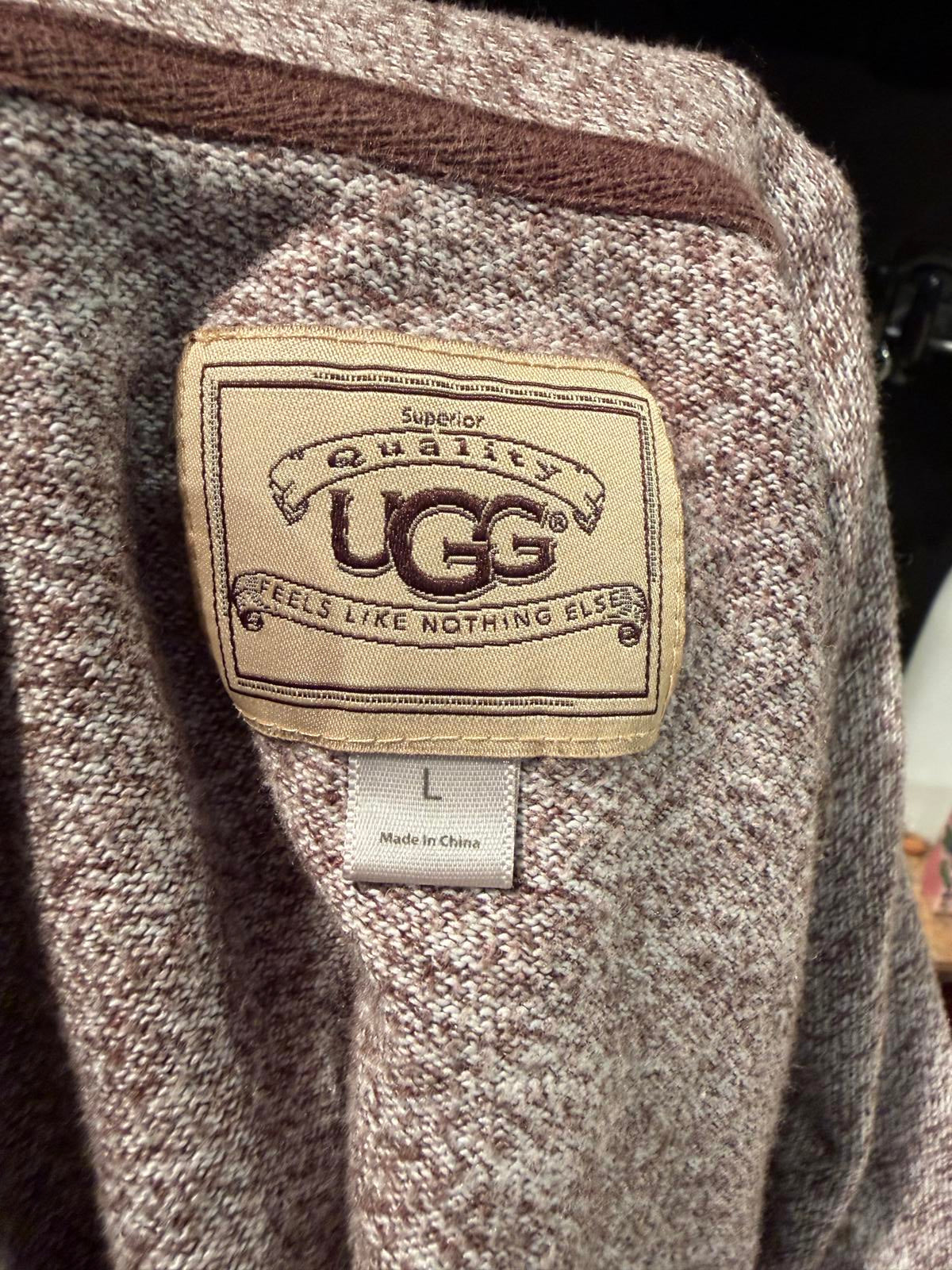 UGG Beige Long Sleeve Draped Open Front Cardigan